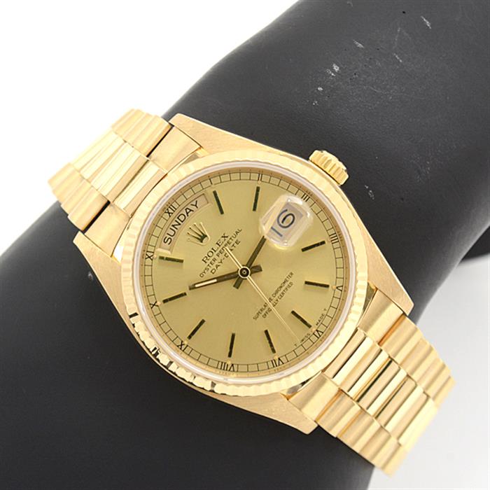 ロレックス 時計 メンズ デイデイト 自動巻 ゴールド文字盤 73番台 イエローゴールド 750YG ROLEX 18038 中古
