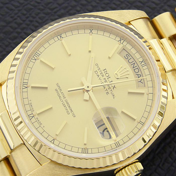 ロレックス 時計 メンズ デイデイト 自動巻 ゴールド文字盤 73番台 イエローゴールド 750YG ROLEX 18038 中古