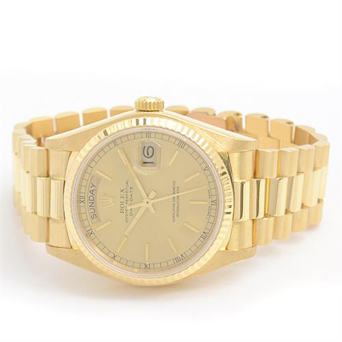 ロレックス 時計 メンズ デイデイト 自動巻 ゴールド文字盤 73番台 イエローゴールド 750YG ROLEX 18038 中古