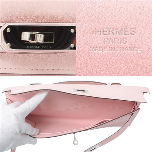 エルメス バッグ レディース ケリーカット クラッチバッグ ハンドバッグ ヴォースイフト ローズサクラ HERMES X刻印 中古