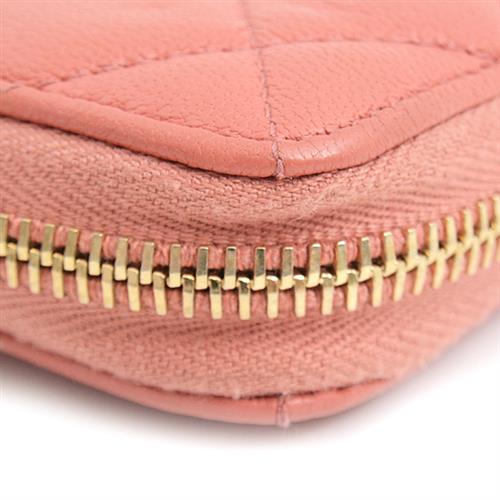 シャネル 財布 レディース マトラッセ CHANEL19 ラウンドファスナー長財布 ラムスキン ピンクブラウン系 CHANEL 中古