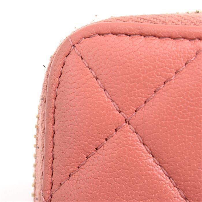 シャネル 財布 レディース マトラッセ CHANEL19 ラウンドファスナー長財布 ラムスキン ピンクブラウン系 CHANEL 中古