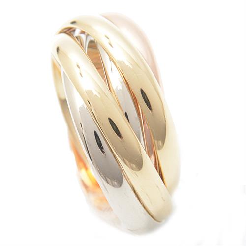 カルティエ 指輪 レディース トリニティ 5連リング 52サイズ 実寸12号 スリーカラーゴールド Cartier 750YG×WG×PG 中古