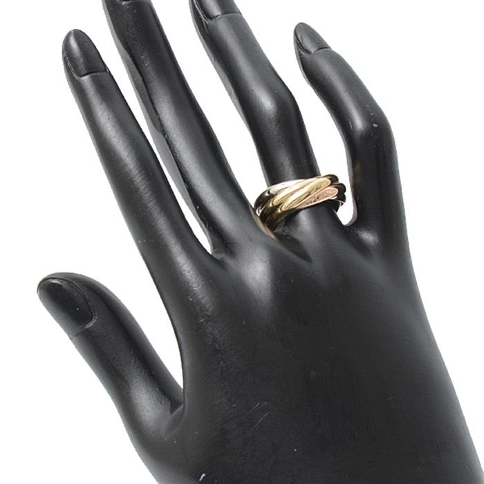 カルティエ 指輪 レディース トリニティ 5連リング 52サイズ 実寸12号 スリーカラーゴールド Cartier 750YG×WG×PG 中古