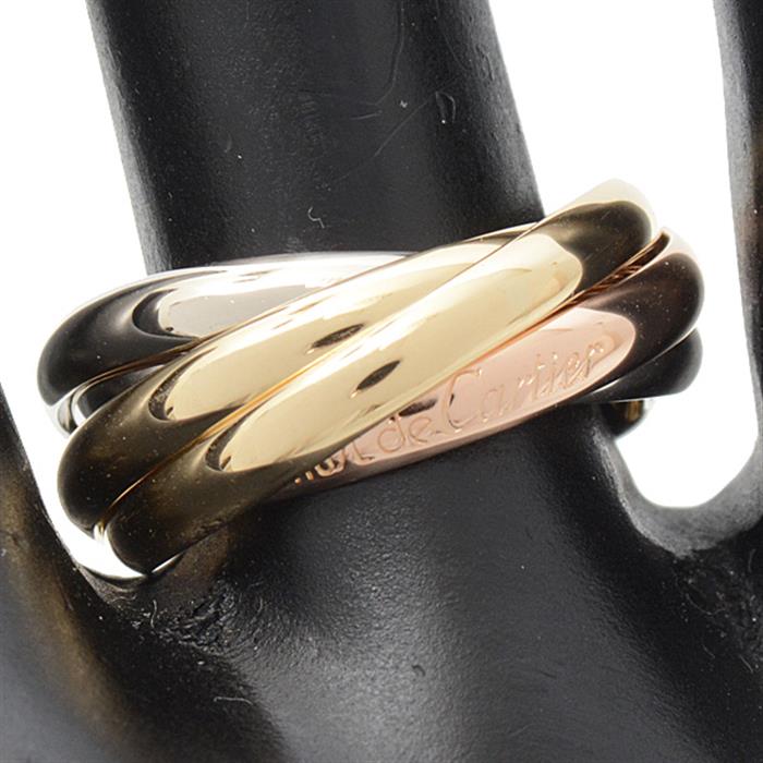 カルティエ 指輪 レディース トリニティ 5連リング 52サイズ 実寸12号 スリーカラーゴールド Cartier 750YG×WG×PG 中古