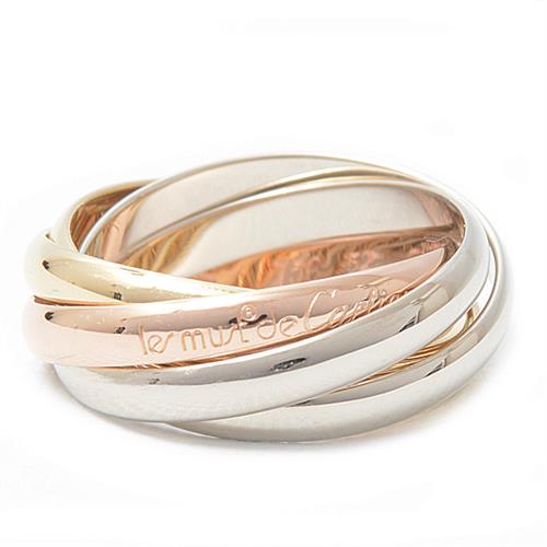 カルティエ 指輪 レディース トリニティ 5連リング 52サイズ 実寸12号 スリーカラーゴールド Cartier 750YG×WG×PG 中古