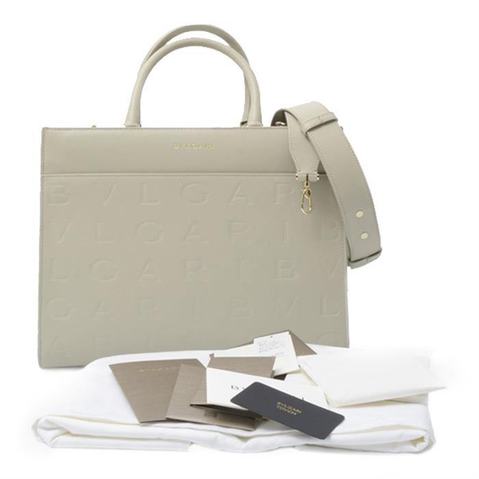 ブルガリ バッグ レディース インフィニートゥム トート 2WAY レザー グレー系 BVLGARI 中古