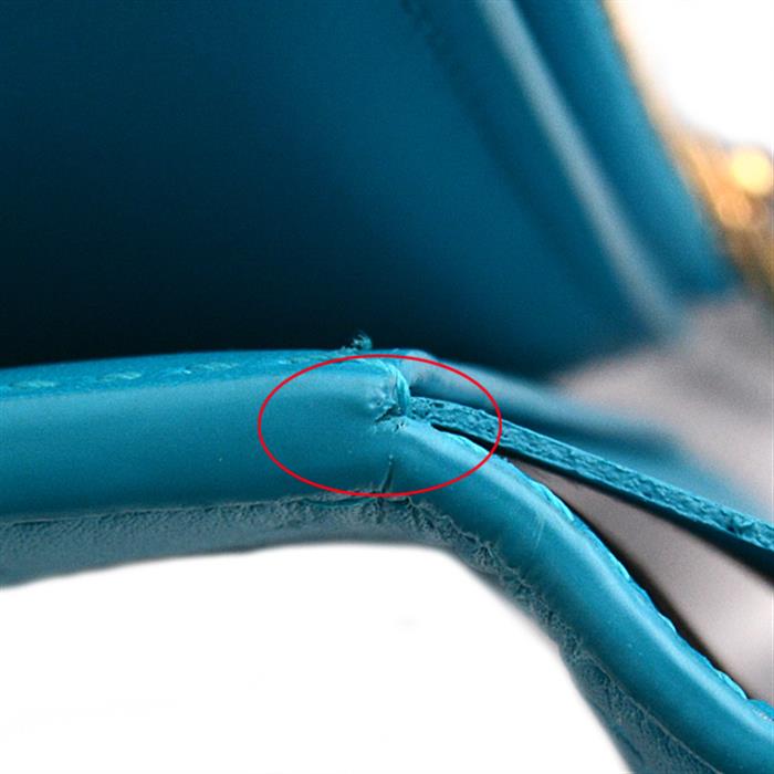 ルイヴィトン 財布 レディース ポルトフォイユ ヴィクトリーヌ 三つ折り財布 ナノグラム カーフ ブルー Louis Vuitton M82314 中古