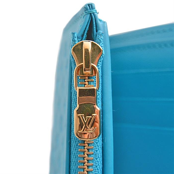 ルイヴィトン 財布 レディース ポルトフォイユ ヴィクトリーヌ 三つ折り財布 ナノグラム カーフ ブルー Louis Vuitton M82314 中古