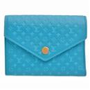 ルイヴィトン 財布 レディース ポルトフォイユ ヴィクトリーヌ 三つ折り財布 ナノグラム カーフ ブルー Louis Vuitton M82314 中古