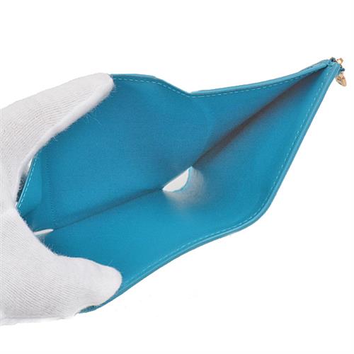 ルイヴィトン 財布 レディース ポルトフォイユ ヴィクトリーヌ 三つ折り財布 ナノグラム カーフ ブルー Louis Vuitton M82314 中古