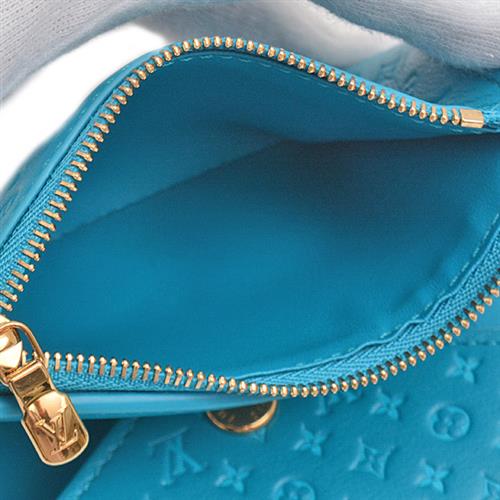 ルイヴィトン 財布 レディース ポルトフォイユ ヴィクトリーヌ 三つ折り財布 ナノグラム カーフ ブルー Louis Vuitton M82314 中古