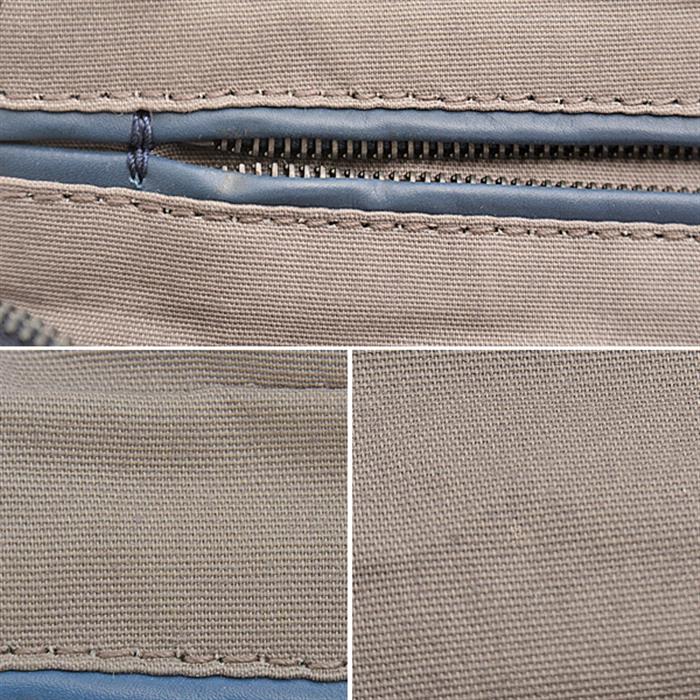 ボッテガヴェネタ バッグ レディース メンズ イントレチャート ポーチ ネイビー BOTTEGA VENETA ラムスキン×ナイロン 中古