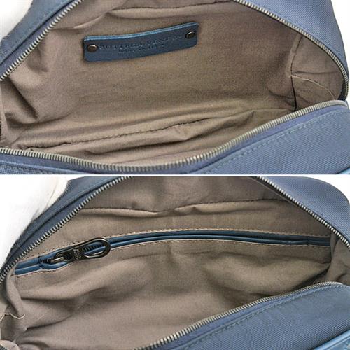 ボッテガヴェネタ バッグ レディース メンズ イントレチャート ポーチ ネイビー BOTTEGA VENETA ラムスキン×ナイロン 中古