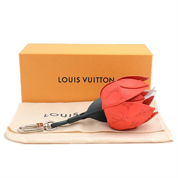ルイヴィトン 小物 メンズ レディース バッグチャーム モノグラム フラワー キーチャーム カーフ レッド Louis Vuitton MP3388 中古