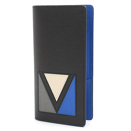 ルイヴィトン 財布 メンズ ポルトフォイユブラザ Vシェイプ 二つ折り長財布 タイガ ブラック×ブルー Louis Vuitton M30791 中古