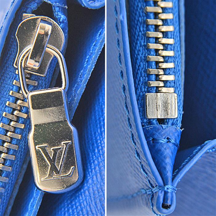 ルイヴィトン 財布 メンズ ポルトフォイユブラザ Vシェイプ 二つ折り長財布 タイガ ブラック×ブルー Louis Vuitton M30791 中古