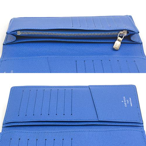 ルイヴィトン 財布 メンズ ポルトフォイユブラザ Vシェイプ 二つ折り長財布 タイガ ブラック×ブルー Louis Vuitton M30791 中古