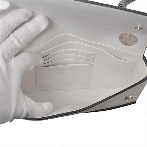 バーバリー バッグ メンズ レディース ユニバーサルパスポート ショルダーバッグ  レザー ブラック×ホワイト BURBERRY 中古