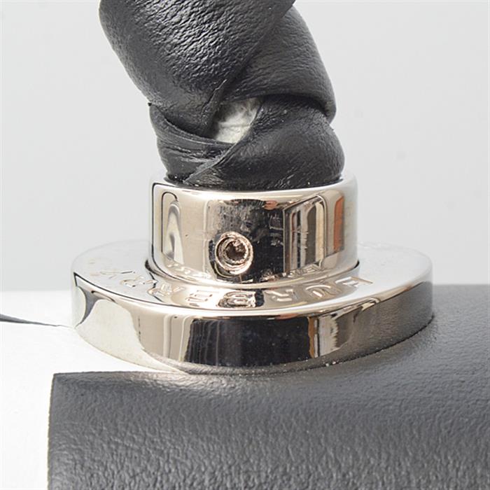 バーバリー バッグ メンズ レディース ユニバーサルパスポート ショルダーバッグ  レザー ブラック×ホワイト BURBERRY 中古