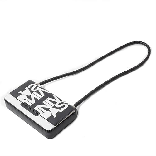 バーバリー バッグ メンズ レディース ユニバーサルパスポート ショルダーバッグ  レザー ブラック×ホワイト BURBERRY 中古