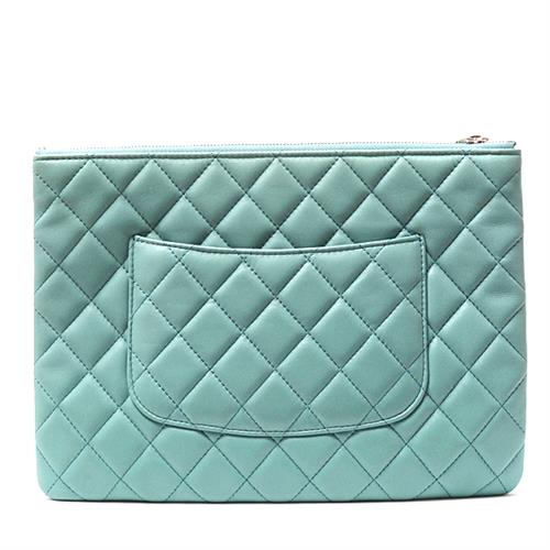シャネル バッグ レディース クラッチバッグ セカンドバッグ ココマーク ブルー ラムスキン CHANEL 中古