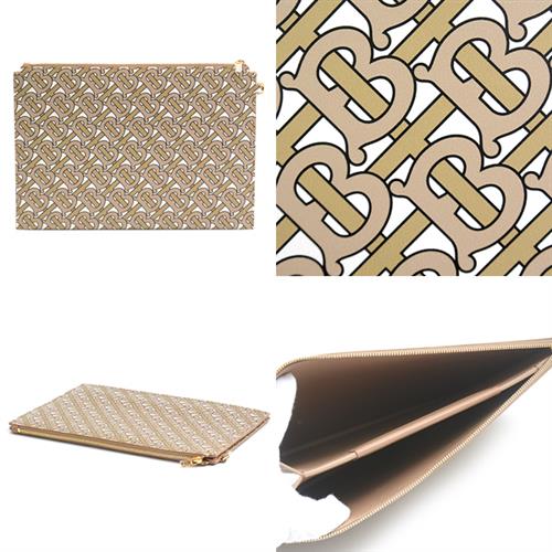 バーバリー バッグ メンズ TB モノグラム クラッチバッグ ベージュ BURBERRY 8014975 中古