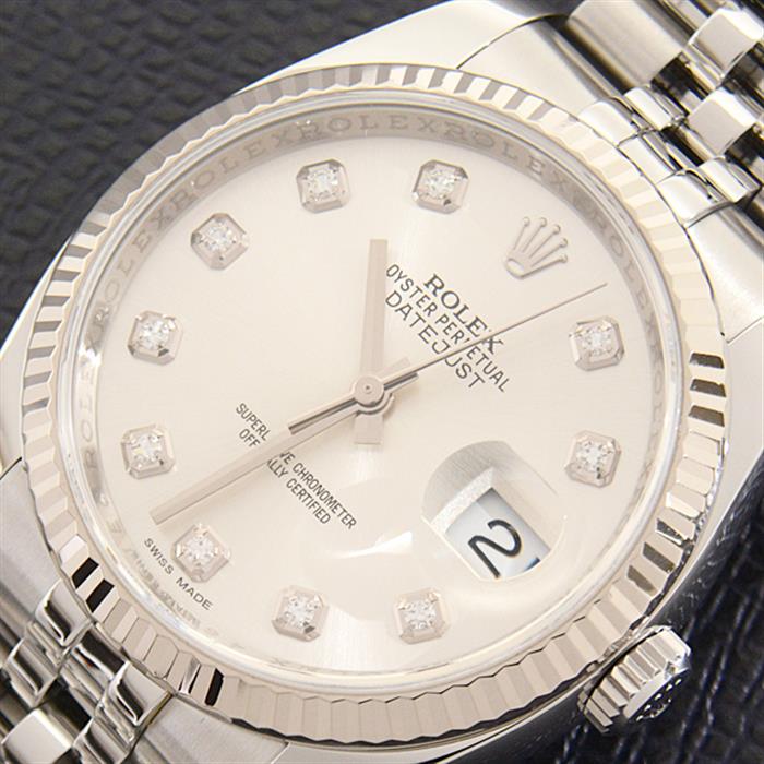 ロレックス 時計 メンズ デイトジャスト 自動巻 ランダム シルバー文字盤 SS×WG ROLEX 116234G 中古