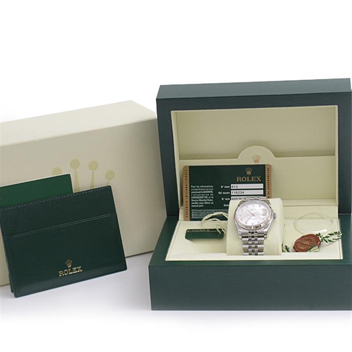 ロレックス 時計 メンズ デイトジャスト 自動巻 ランダム シルバー文字盤 SS×WG ROLEX 116234G 中古