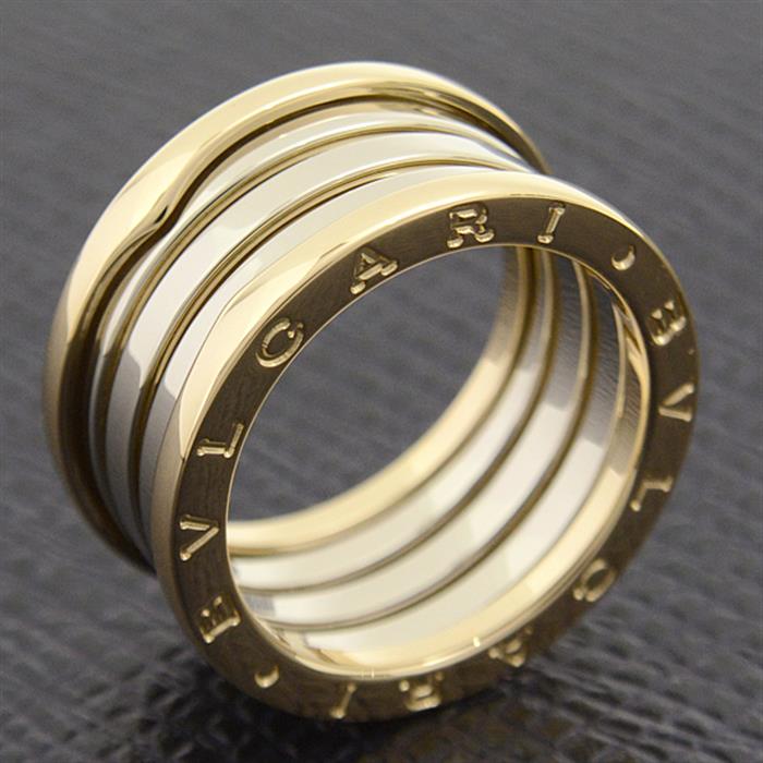 ブルガリ 指輪 メンズ ビーゼロワン B-ZERO1 リング 58号 実寸17号 銀座限定 ゴールド BVLGARI 750YG×WG 中古