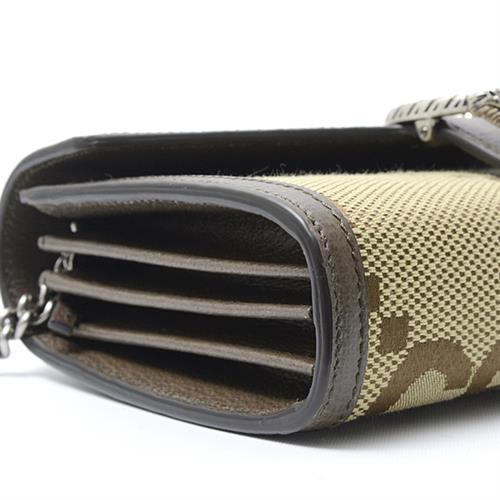 グッチ バッグ レディース チェーンウォレット ジャンボGG ディオニュソス キャンバス カーキ GUCCI 401231 中古