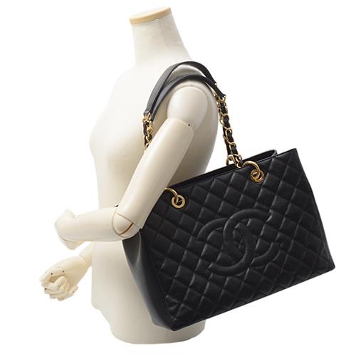 シャネル バッグ レディース チェーンショルダーバック キャビアスキン　GSTトートバッグ ブラック CHANEL 中古