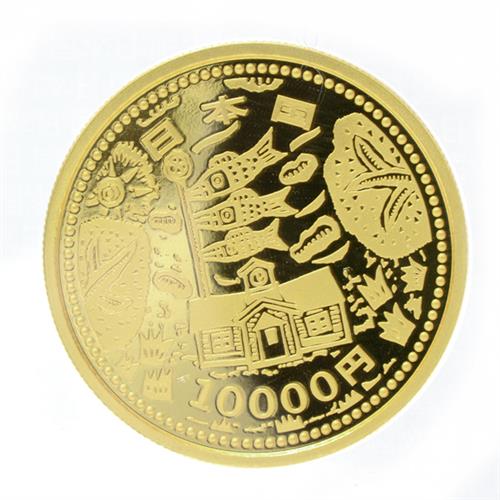 東日本大震災復興事業記念 1万円金貨幣 ブルーフ 貨幣セット 第二次発行分 クリアケース未開封 K24 純金 中古