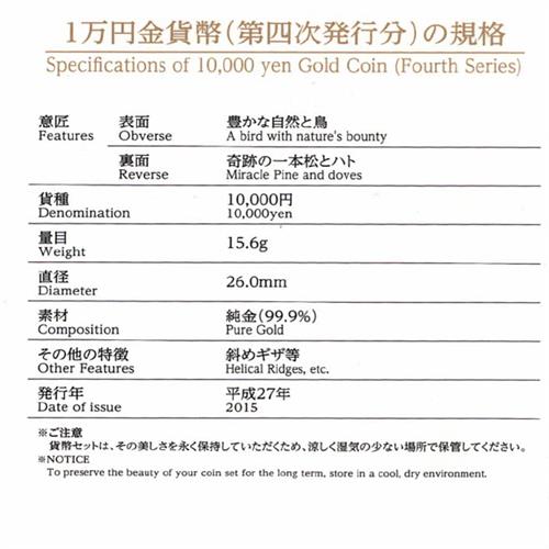 東日本大震災復興事業記念 1万円金貨幣 ブルーフ 貨幣セット 第四次発行分 クリアケース未開封 K24 純金 中古