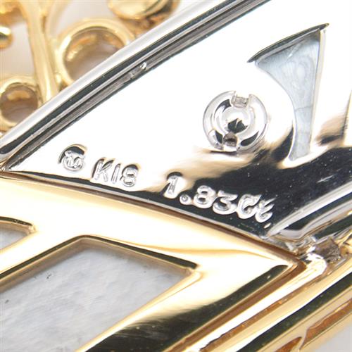 ミキモト ブローチ レディース ダイヤモンド×シェル デザイン ブローチ D1.83ct ゴールド MIKIMOTO K18YG×WG 中古