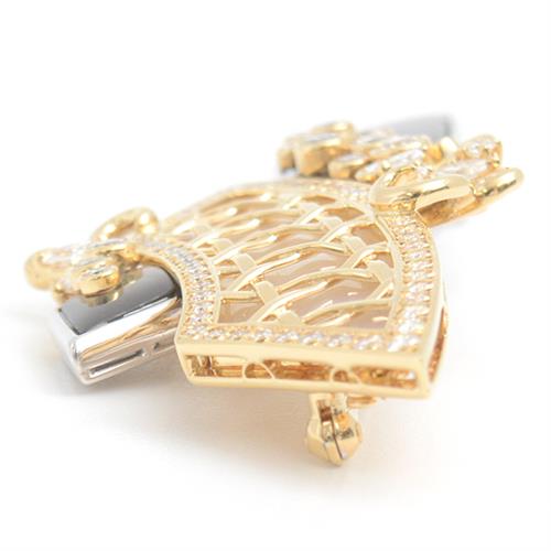 ミキモト ブローチ レディース ダイヤモンド×シェル デザイン ブローチ D1.83ct ゴールド MIKIMOTO K18YG×WG 中古