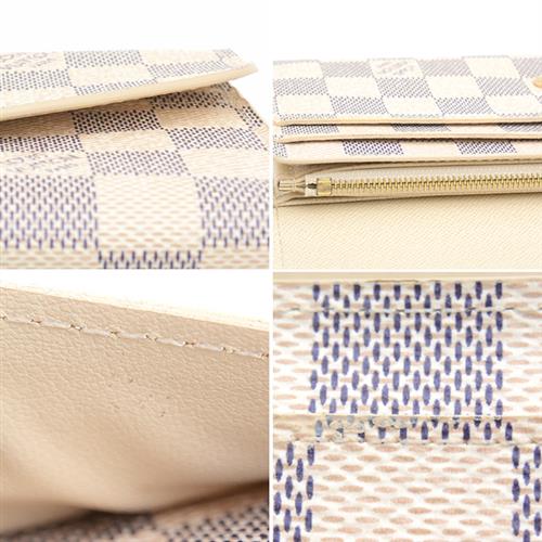 ルイヴィトン 財布 レディース ダミエ アズール ポルトフォイユ サラ 長財布 アイボリー×ネイビー Louis Vuitton N63208 中古
