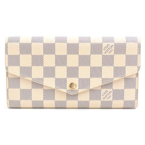 ルイヴィトン 財布 レディース ダミエ アズール ポルトフォイユ サラ 長財布 アイボリー×ネイビー Louis Vuitton N63208 中古