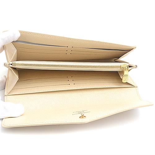 ルイヴィトン 財布 レディース ダミエ アズール ポルトフォイユ サラ 長財布 アイボリー×ネイビー Louis Vuitton N63208 中古