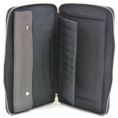 エルメス 財布 メンズ エールライン パースGM ラウンドファスナー長財布 オーガナイザー キャンバス グレー×ブラック HERMES 中古