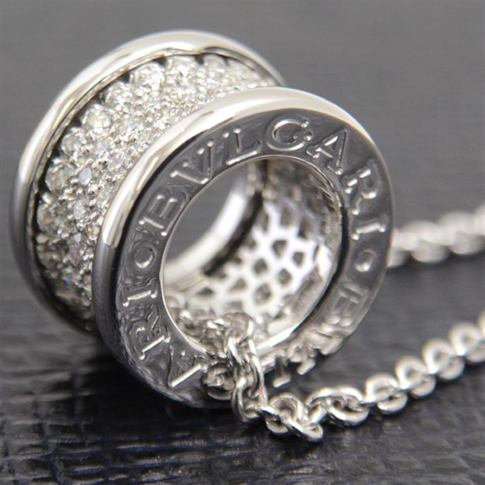 ブルガリ ネックレス レディース ビー ゼロワン B-ZERO1 フルパヴェダイヤモンド ネックレス ホワイトゴールド BVLGARI 750WG 中古