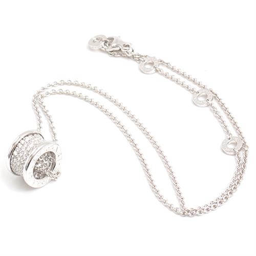 ブルガリ ネックレス レディース ビー ゼロワン B-ZERO1 フルパヴェダイヤモンド ネックレス ホワイトゴールド BVLGARI 750WG 中古