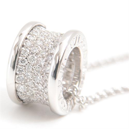 ブルガリ ネックレス レディース ビー ゼロワン B-ZERO1 フルパヴェダイヤモンド ネックレス ホワイトゴールド BVLGARI 750WG 中古