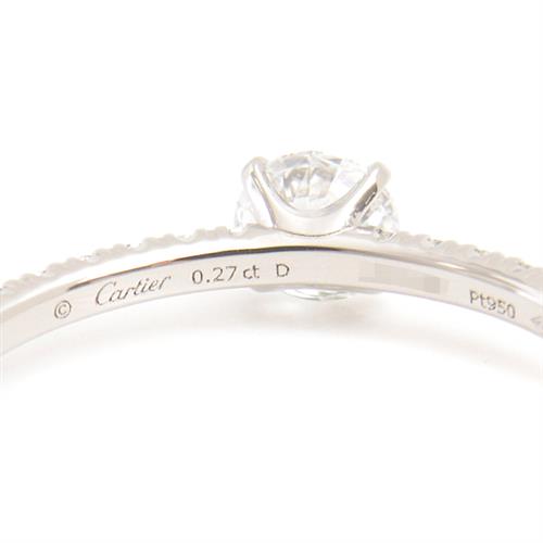 カルティエ 指輪 レディース エタンセル ダイヤ リング 12号弱 D0.27ct D-VVS2-3EX プラチナ Cartier PT950 中古