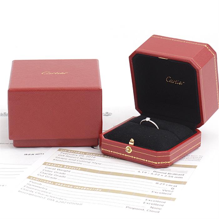 カルティエ 指輪 レディース エタンセル ダイヤ リング 12号弱 D0.27ct D-VVS2-3EX プラチナ Cartier PT950 中古