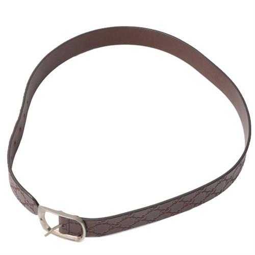グッチ ベルト メンズ グッチシマ レザーベルト ブラウン×シルバー 86cm～96cm対応 GUCCI 211562 中古