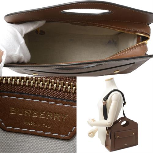 バーバリー バッグ レディース ポケットコレクション 2WAY ショルダー ハンドバッグ ブラウン BURBERRY 中古