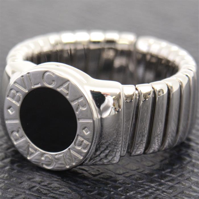 ブルガリ 指輪 メンズ ブルガリブルガリ トゥボガス オニキス リング 18号 ホワイトゴールド BVLGARI 750WG 中古