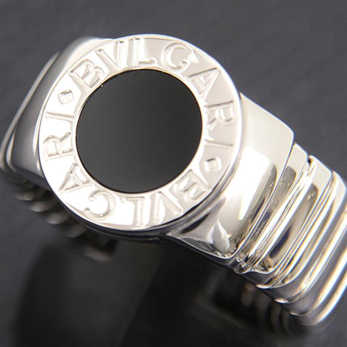 ブルガリ 指輪 メンズ ブルガリブルガリ トゥボガス オニキス リング 18号 ホワイトゴールド BVLGARI 750WG 中古