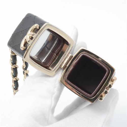 シャネル バッグ マトラッセ チェーン リップスティック ケース ココマーク ブラック CHANEL 中古